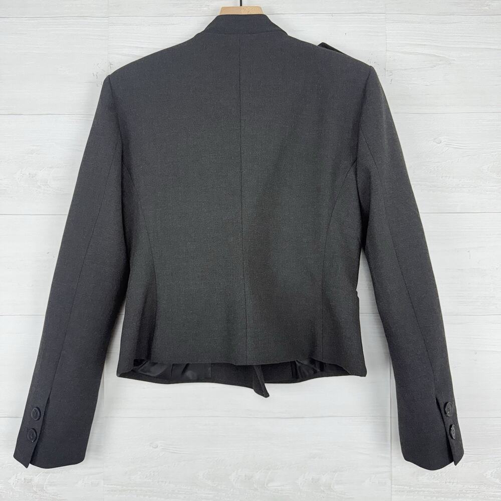 Zara Fitted Blazer Jacket with Tabs Medium Dark‎ Gray Academia Double Breasted - Picture 6 of 16
